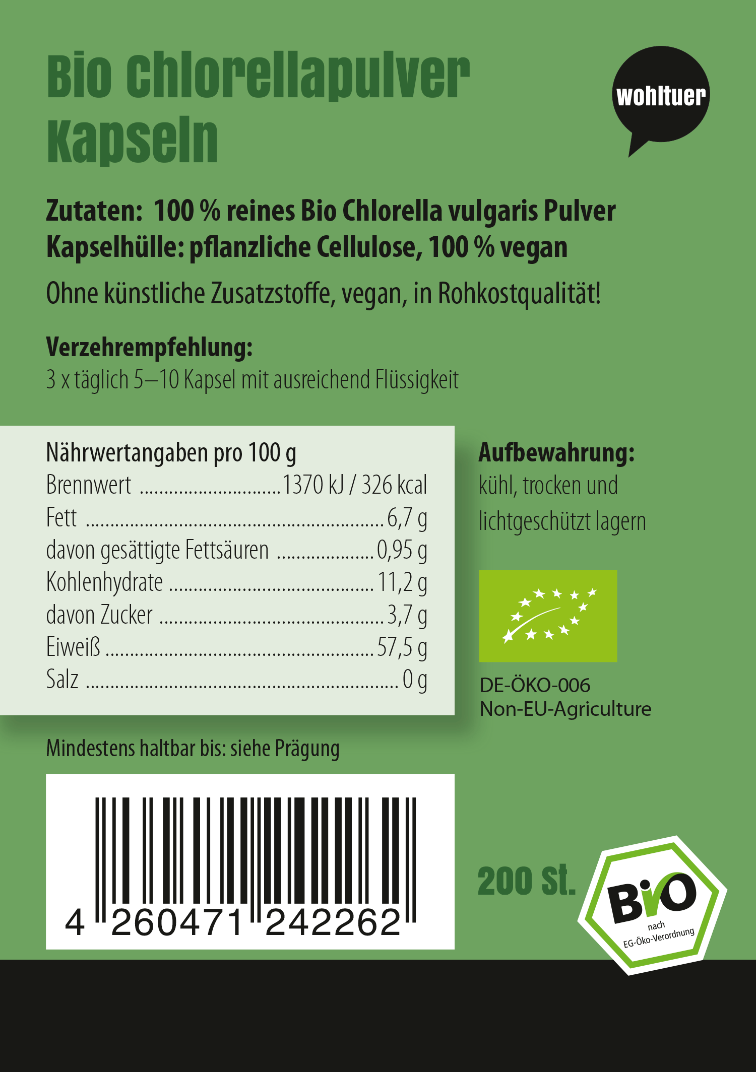 Bio Chlorella Kapseln 200 Stück